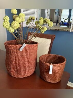 Handwoven Rust Seagrass Basket - Set of 2